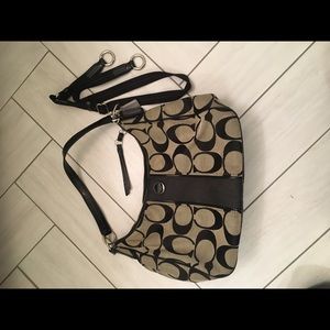 Coach signature stripe convertible hobo